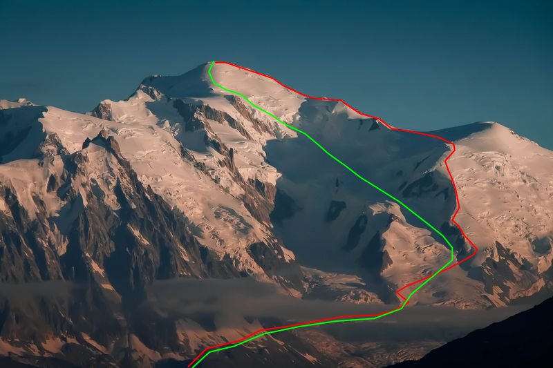 Mont Blanc - trasy vstupu a sestupu
