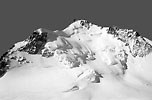 Mt. Maudit (4.468 m) s vstupovou trasou z hebene Mt. Blanc du Tacul