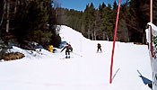 Dojezd do cíle obřího slalomu