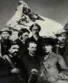 Lord F. Douglas, D. R. Hadow, Ch. Hudson, E. Whymper mit den Führern M. A. Croz und P. Taugwalder und Sohn