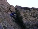 Jura v první délce Gálfyho cesty ve Velické stěně