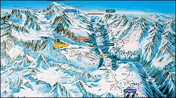 Mapa údolí Chamonix
