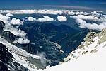 Údolí Chamonix, na levo konec Bossonského ledovce. 